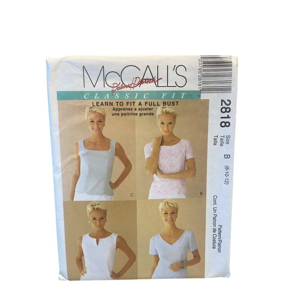 McCALL'S 2818 Misses' Tops Pattern Size 8-12 Classic Fit UNCUT